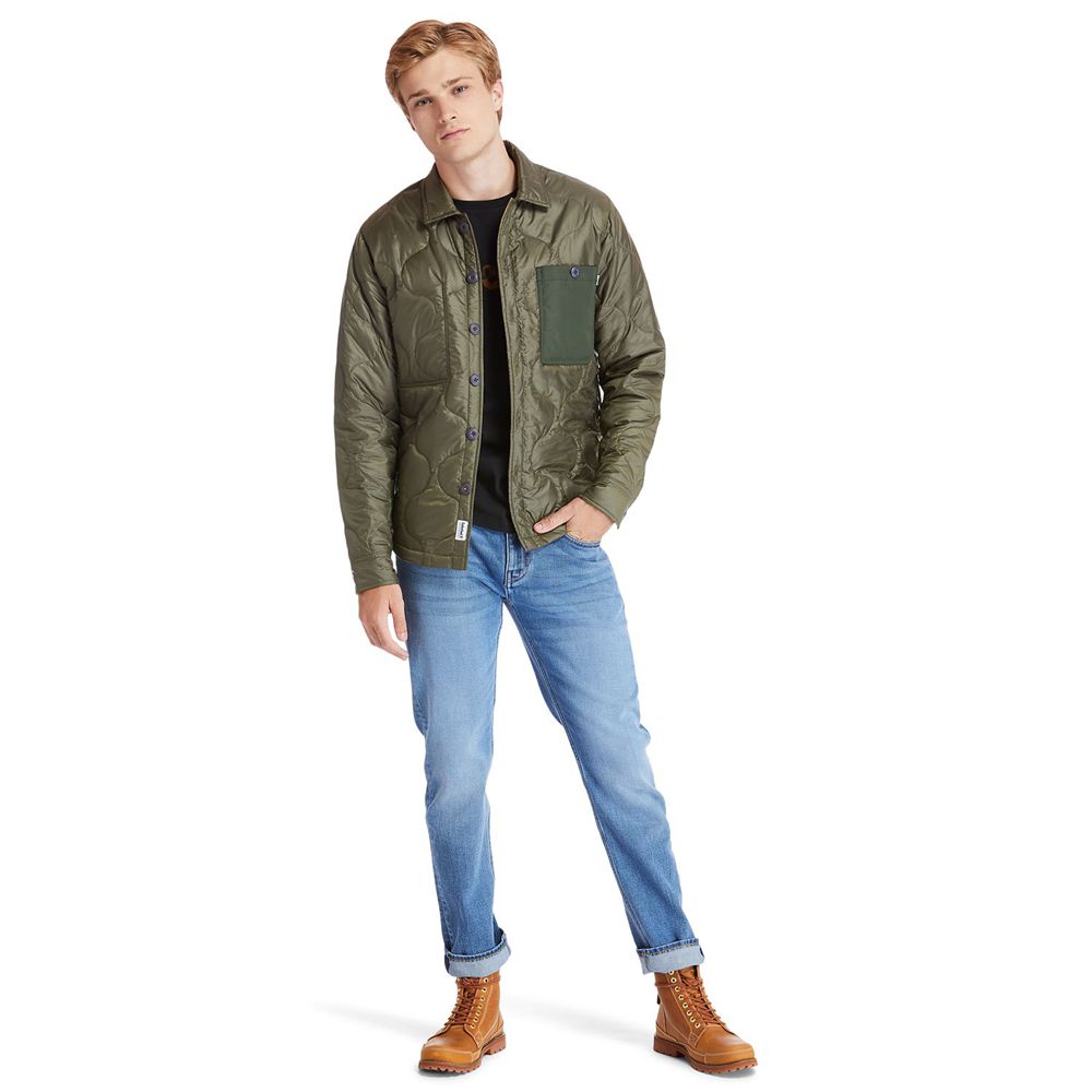 Jaqueta Masculino - Timberland Heritage Long-Sleeve Onion-Quilted Shirt - DZMRF7065 - Verde Oliva
